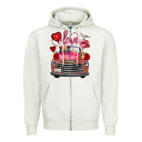 Oatmeal Heather Western Valentines Day Truck Love Bird Letter Zipper Hoodie - FaDigitalArtStudio