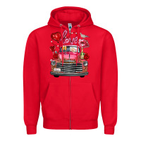 Red Western Valentines Day Truck Love Bird Letter Zipper Hoodie - FaDigitalArtStudio