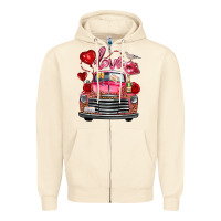 Sandshell Western Valentines Day Truck Love Bird Letter Zipper Hoodie - FaDigitalArtStudio