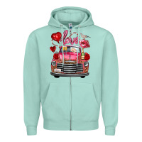 Seafoam Western Valentines Day Truck Love Bird Letter Zipper Hoodie - FaDigitalArtStudio