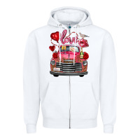 Western Valentines Day Truck Love Bird Letter Zipper Hoodie | Teevron