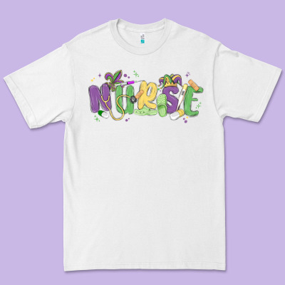 Nurse Mardi Gras Premium Tee Designed By Maliassmallbusiness