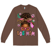 Chestnut Afro Messy Bun Dog Mom Long Sleeve Tee - texasbilliewilder