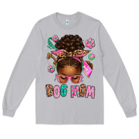 Moon Dust Afro Messy Bun Dog Mom Long Sleeve Tee - texasbilliewilder