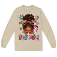Mushroom Afro Messy Bun Dog Mom Long Sleeve Tee - texasbilliewilder
