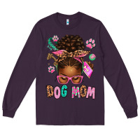 Plum Afro Messy Bun Dog Mom Long Sleeve Tee - texasbilliewilder