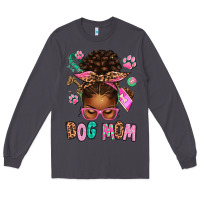 Smoke Afro Messy Bun Dog Mom Long Sleeve Tee - texasbilliewilder