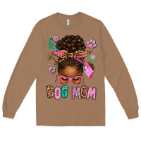 Toasted Coconut Afro Messy Bun Dog Mom Long Sleeve Tee - texasbilliewilder