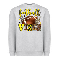 Heather Grey Football vibes yellow and black team color Heavyweight Sweatshirt - HowdyJamesFarm