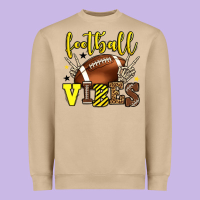 Football Vibes Yellow And Black Team Color Heavyweight Sweatshirt Designed By Howdyjamesfarm