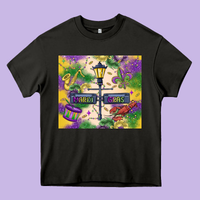 Mardi Gras Street Lights Heavy Core Tee Designed By Maliassmallbusiness