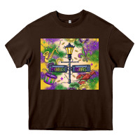 Chocolate Brown mardi gras street lights Heavy Core Tee - MaliasSmallBusiness