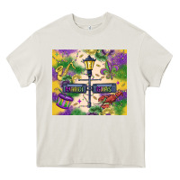 Cream mardi gras street lights Heavy Core Tee - MaliasSmallBusiness