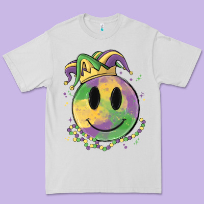 Smiley Face Mardi Gras Premium Tee Designed By Maliassmallbusiness