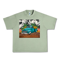 Oil Green western farm truck cactus and sunflowers Urban Heavy Tee - Jasminsmagicworld