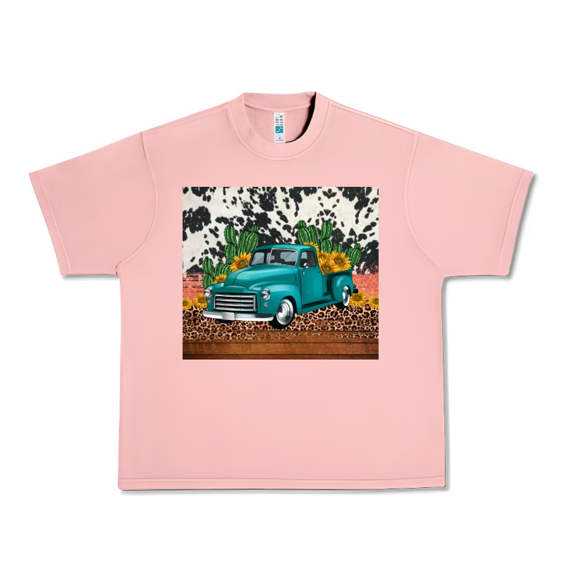 Western Farm Truck Cactus And Sunflowers Urban Heavy Tee by Jasminsmagicworld | Teevron