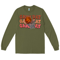 Army Green Game day game day game day Basketball Long Sleeve Tee - NancyCooperArtShop