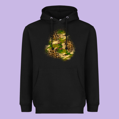 Camouflage And Leopard Patch  3 Heavyweight Hoodie Designed By Bundleandbundleshop