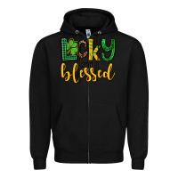 Black St. Patrick's Lucky and blessed Zipper Hoodie - OliviaCreatesArt