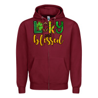Burgundy St. Patrick's Lucky and blessed Zipper Hoodie - OliviaCreatesArt