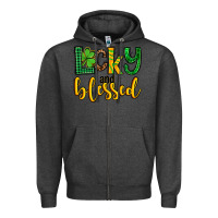 Charcoal Heather St. Patrick's Lucky and blessed Zipper Hoodie - OliviaCreatesArt