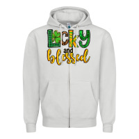 Dove Grey St. Patrick's Lucky and blessed Zipper Hoodie - OliviaCreatesArt