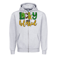 Heather Grey St. Patrick's Lucky and blessed Zipper Hoodie - OliviaCreatesArt