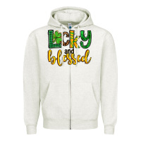 Oatmeal Heather St. Patrick's Lucky and blessed Zipper Hoodie - OliviaCreatesArt