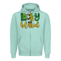 Seafoam St. Patrick's Lucky and blessed Zipper Hoodie - OliviaCreatesArt