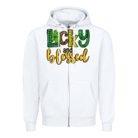 White St. Patrick's Lucky and blessed Zipper Hoodie - OliviaCreatesArt