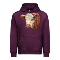 Mauve Wine hereford cow face Urban Hoodie - LillyAllenDesigns
