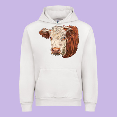 Hereford Cow Face Urban Hoodie Designed By Lillyallendesigns