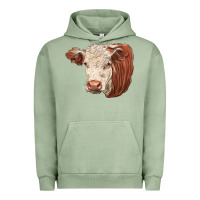 Pigment Oil Green hereford cow face Urban Hoodie - LillyAllenDesigns