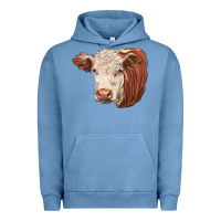 Pigment Pebble Blue hereford cow face Urban Hoodie - LillyAllenDesigns
