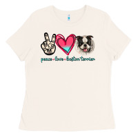 Peace Love Boston Terrier Ladies Tee | Teevron