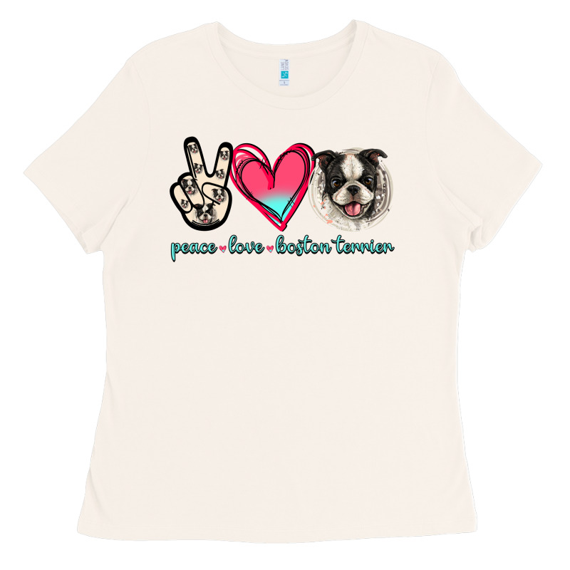 Peace Love Boston Terrier Ladies Tee by Jasminsmagicworld | Teevron