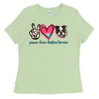 Matcha Peace Love Boston Terrier Ladies Tee - Jasminsmagicworld