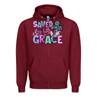 Burgundy Easter Day Saved by his grace Zipper Hoodie - OliviaCreatesArt