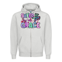 Dove Grey Easter Day Saved by his grace Zipper Hoodie - OliviaCreatesArt