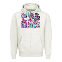 Oatmeal Heather Easter Day Saved by his grace Zipper Hoodie - OliviaCreatesArt
