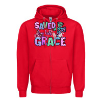 Red Easter Day Saved by his grace Zipper Hoodie - OliviaCreatesArt