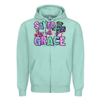 Seafoam Easter Day Saved by his grace Zipper Hoodie - OliviaCreatesArt