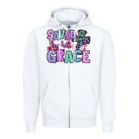 White Easter Day Saved by his grace Zipper Hoodie - OliviaCreatesArt