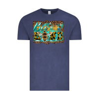 Vintage Denim bee kind with sunflower and leopard background Vintage Tee - Artiststas