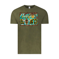 Vintage Olive bee kind with sunflower and leopard background Vintage Tee - Artiststas