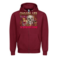 Burgundy Skull chocolate is my Valentine Zipper Hoodie - FaDigitalArtStudio