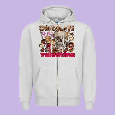 Skull Chocolate Is My Valentine Zipper Hoodie Designed By Fadigitalartstudio