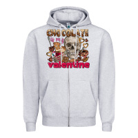 Heather Grey Skull chocolate is my Valentine Zipper Hoodie - FaDigitalArtStudio