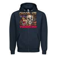 Navy Skull chocolate is my Valentine Zipper Hoodie - FaDigitalArtStudio