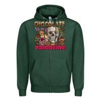 Sports Green Skull chocolate is my Valentine Zipper Hoodie - FaDigitalArtStudio